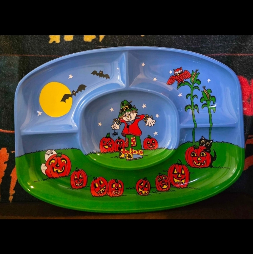 Vintage 90s Ullman Fall/Halloween Divided Party Serving Tray
